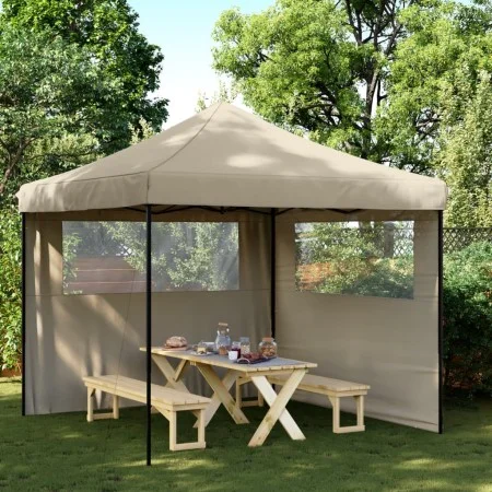 Pop-Up folding party tent with 2 taupe side walls by vidaXL, Tents and gazebos - Ref: Foro24-4004923, Price: 122,80 €, Discou...