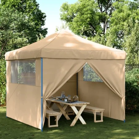 Pop-Up Folding Party Tent with 4 Beige Side Walls by vidaXL, Tents and gazebos - Ref: Foro24-4004928, Price: 151,06 €, Discou...