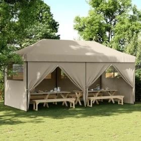 Pop-Up folding party tent with 4 taupe side walls by vidaXL, Tents and gazebos - Ref: Foro24-4004954, Price: 251,51 €, Discou...