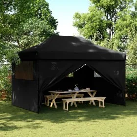 Pop-Up-Faltzelt mit 4 schwarzen Seitenwänden von vidaXL, Zelte und Pavillons - Ref: Foro24-4004982, Preis: 180,47 €, Rabatt: %