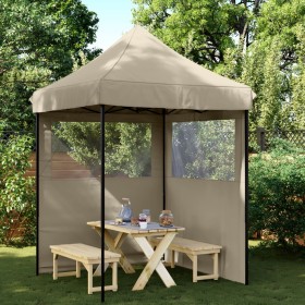 Tienda de fiesta plegable Pop-Up con 2 paredes laterales taupe