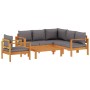 Garden sofa set with cushions 5 pieces solid acacia wood by vidaXL, Garden sets - Ref: Foro24-3214862, Price: 582,35 €, Disco...