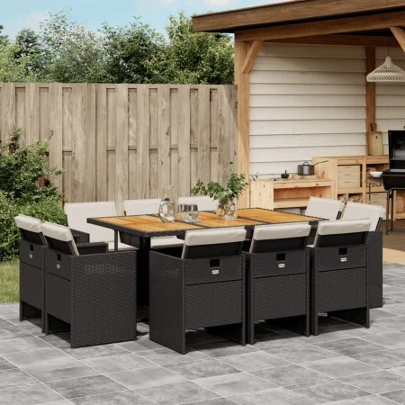 11-piece garden dining set with black synthetic rattan cushions by vidaXL, Garden sets - Ref: Foro24-3277802, Price: 722,12 €...