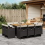 11-teiliges Garten-Essset mit schwarzen synthetischen Rattankissen von vidaXL, Gartensets - Ref: Foro24-3277802, Preis: 711,0...