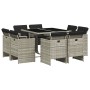 Garden dining set 9 pieces with light gray synthetic rattan cushions by vidaXL, Garden sets - Ref: Foro24-3277786, Price: 509...