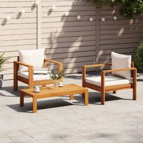 Garden sofa set with cushions 3 pieces solid acacia wood by vidaXL, Garden sets - Ref: Foro24-3214841, Price: 318,93 €, Disco...