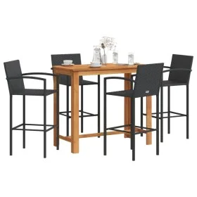 Garden table and stools 5 pcs acacia wood PE rattan black by vidaXL, Garden sets - Ref: Foro24-3295289, Price: 382,55 €, Disc...