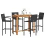 Garden table and stools 5 pcs acacia wood PE rattan black by vidaXL, Garden sets - Ref: Foro24-3295289, Price: 382,55 €, Disc...