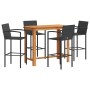 Garden table and stools 5 pcs acacia wood PE rattan black by vidaXL, Garden sets - Ref: Foro24-3295289, Price: 418,64 €, Disc...