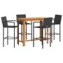 Garden table and stools 5 pcs acacia wood PE rattan black by vidaXL, Garden sets - Ref: Foro24-3295289, Price: 382,55 €, Disc...