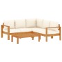 Garden sofa set with cushions 4 pieces solid acacia wood by vidaXL, Garden sets - Ref: Foro24-3214848, Price: 545,53 €, Disco...