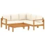 Gartensofa-Set mit Kissen 4-teilig aus massivem Akazienholz von vidaXL, Gartensets - Ref: Foro24-3214848, Preis: 513,17 €, Ra...