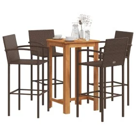 Garden table and stools 5 pcs acacia wood PE rattan brown by vidaXL, Garden sets - Ref: Foro24-3295275, Price: 342,89 €, Disc...
