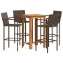 Garden table and stools 5 pcs acacia wood PE rattan brown by vidaXL, Garden sets - Ref: Foro24-3295275, Price: 342,89 €, Disc...