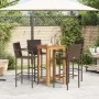 Garden table and stools 5 pcs acacia wood PE rattan brown by vidaXL, Garden sets - Ref: Foro24-3295275, Price: 342,89 €, Disc...