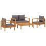 Garden sofa set with cushions 4 pieces solid acacia wood by vidaXL, Garden sets - Ref: Foro24-3214843, Price: 413,99 €, Disco...
