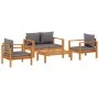 Gartensofa-Set mit Kissen 4-teilig aus massivem Akazienholz von vidaXL, Gartensets - Ref: Foro24-3214843, Preis: 462,06 €, Ra...