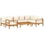 Gartensofa-Set mit Kissen 6-teilig aus massivem Akazienholz von vidaXL, Gartensets - Ref: Foro24-3214860, Preis: 875,74 €, Ra...