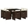 Garden dining set 9 pieces and brown synthetic rattan cushions by vidaXL, Garden sets - Ref: Foro24-3277784, Price: 552,39 €,...