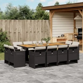 Garden dining set with cushions 13 pieces black synthetic rattan by vidaXL, Garden sets - Ref: Foro24-3277814, Price: 968,71 ...
