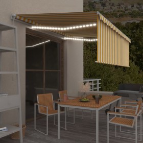Manual retractable awning with blinds and yellow and white LED 4.5x3 m by vidaXL, Awnings - Ref: Foro24-3069323, Price: 401,0...
