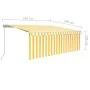 Manual retractable awning with blinds and yellow and white LED 4.5x3 m by vidaXL, Awnings - Ref: Foro24-3069323, Price: 400,9...