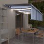 Manuell ausfahrbare Markise mit Rollo und blau-weißer LED 6x3 m von vidaXL, Markisen - Ref: Foro24-3069361, Preis: 542,48 €, ...