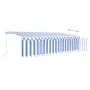 Manual retractable awning with blind and blue and white LED 6x3 m by vidaXL, Awnings - Ref: Foro24-3069361, Price: 542,90 €, ...