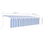Manuell ausfahrbare Markise mit Rollo und blau-weißer LED 6x3 m von vidaXL, Markisen - Ref: Foro24-3069361, Preis: 542,48 €, ...