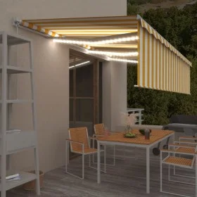 Manuell ausfahrbare Markise mit Rollo und gelb-weißer LED 6x3 m von vidaXL, Markisen - Ref: Foro24-3069363, Preis: 521,53 €, ...