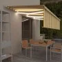 Manual retractable awning with blind and yellow white LED 6x3 m by vidaXL, Awnings - Ref: Foro24-3069363, Price: 521,53 €, Di...