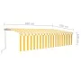 Manual retractable awning with blind and yellow white LED 6x3 m by vidaXL, Awnings - Ref: Foro24-3069363, Price: 521,53 €, Di...