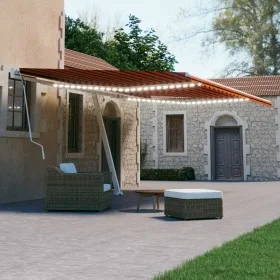 Manual retractable awning with orange and brown LED light 600x300 cm by vidaXL, Awnings - Ref: Foro24-3069605, Price: 647,27 ...
