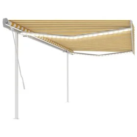 Manual retractable awning with yellow and white LED light 5x3 m by vidaXL, Awnings - Ref: Foro24-3069983, Price: 509,49 €, Di...