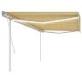 Manual retractable awning with yellow and white LED light 5x3 m by vidaXL, Awnings - Ref: Foro24-3069983, Price: 509,49 €, Di...