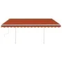 Manual retractable awning with orange and brown LED light 4.5x3.5 m by vidaXL, Awnings - Ref: Foro24-3070045, Price: 503,77 €...