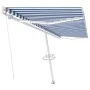 Manual retractable awning with blue and white LED 500x300 cm by vidaXL, Awnings - Ref: Foro24-3069581, Price: 531,21 €, Disco...