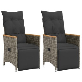Gartenliegen und Kissen 2 Stück graues synthetisches Rattan von vidaXL, Gartenstühle - Ref: Foro24-365672, Preis: 267,79 €, R...