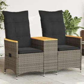 2-seater reclining garden sofa with gray PE rattan table by vidaXL, Outdoor sofas - Ref: Foro24-365721, Price: 258,43 €, Disc...