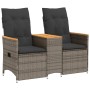 2-seater reclining garden sofa with gray PE rattan table by vidaXL, Outdoor sofas - Ref: Foro24-365721, Price: 263,49 €, Disc...