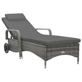 Anthracite gray synthetic rattan sun lounger with wheels by vidaXL, Loungers - Ref: Foro24-49497, Price: 245,62 €, Discount: %