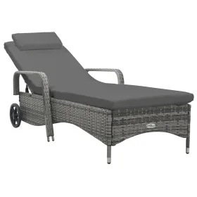 Anthracite gray synthetic rattan sun lounger with wheels by vidaXL, Loungers - Ref: Foro24-49497, Price: 242,02 €, Discount: %