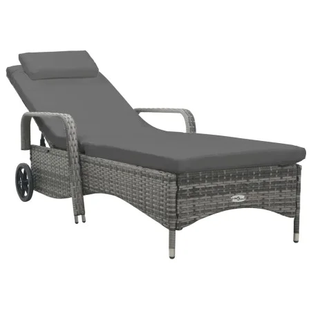 Anthracite gray synthetic rattan sun lounger with wheels by vidaXL, Loungers - Ref: Foro24-49497, Price: 242,02 €, Discount: %