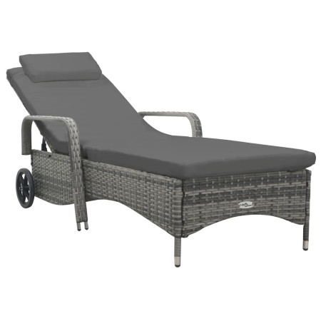 Tumbona con ruedas de ratán sintético gris antracita de vidaXL, Tumbonas - Ref: Foro24-49497, Precio: 245,62 €, Descuento: %