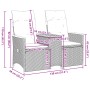 2-seater reclining garden sofa with gray PE rattan table by vidaXL, Outdoor sofas - Ref: Foro24-365721, Price: 263,49 €, Disc...
