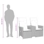Sofá de jardín reclinable de 2 plazas con mesa ratán PE gris de vidaXL, Sofás de exterior - Ref: Foro24-365721, Precio: 263,49 €