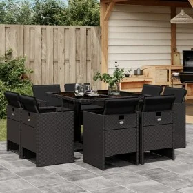 9-piece garden dining set and black synthetic rattan cushions by vidaXL, Garden sets - Ref: Foro24-3277782, Price: 573,71 €, ...