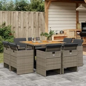 Garden dining set 9 pieces and gray synthetic rattan cushions by vidaXL, Garden sets - Ref: Foro24-3277789, Price: 584,08 €, ...
