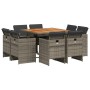 Set comedor jardín 9 pzas y cojines ratán sintético gris de vidaXL, Conjuntos de jardín - Ref: Foro24-3277789, Precio: 616,83...
