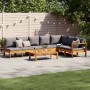 Set de sofás de jardín con cojines 5 pzas madera maciza acacia